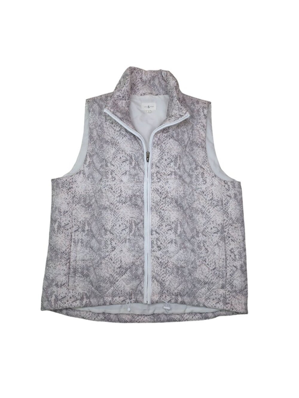 Lou & Grey Womens Quilted Puffer Vest Snakeskin Print Size L Polyester